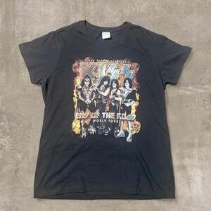 KISS End of the Road World Tour T-Shirt, Black Concert Band Tee, Women's Size L